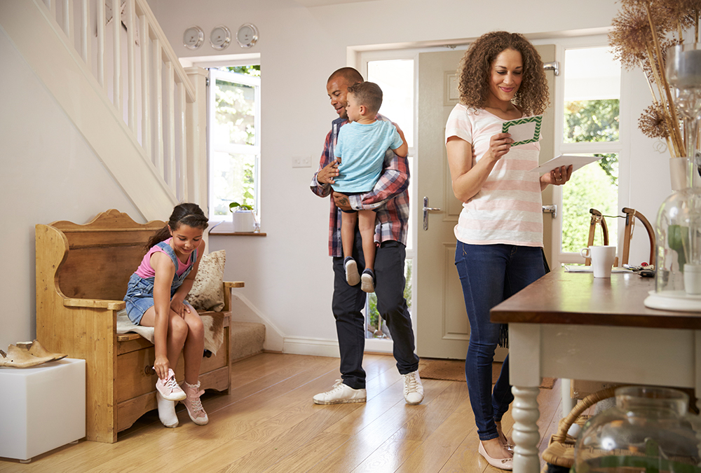 family in entryway