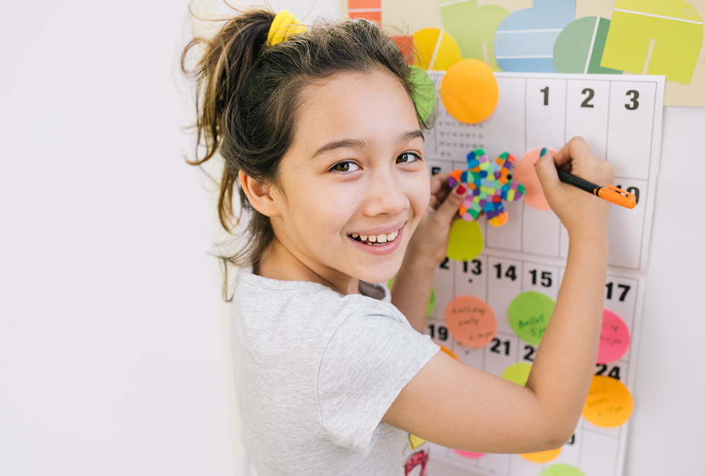 girl with calendar