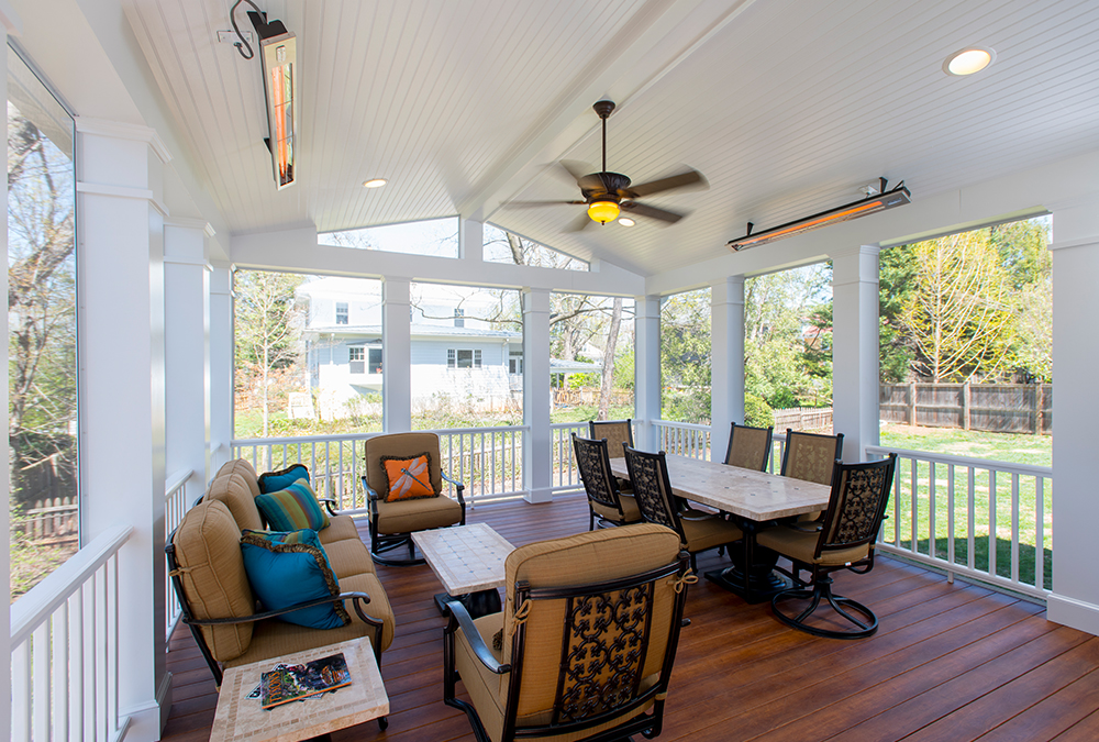 porch with ceiling heaters