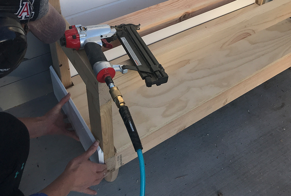 contructing bench with nail gun