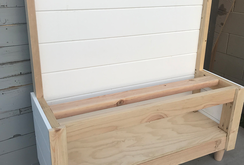 shiplap bench being built