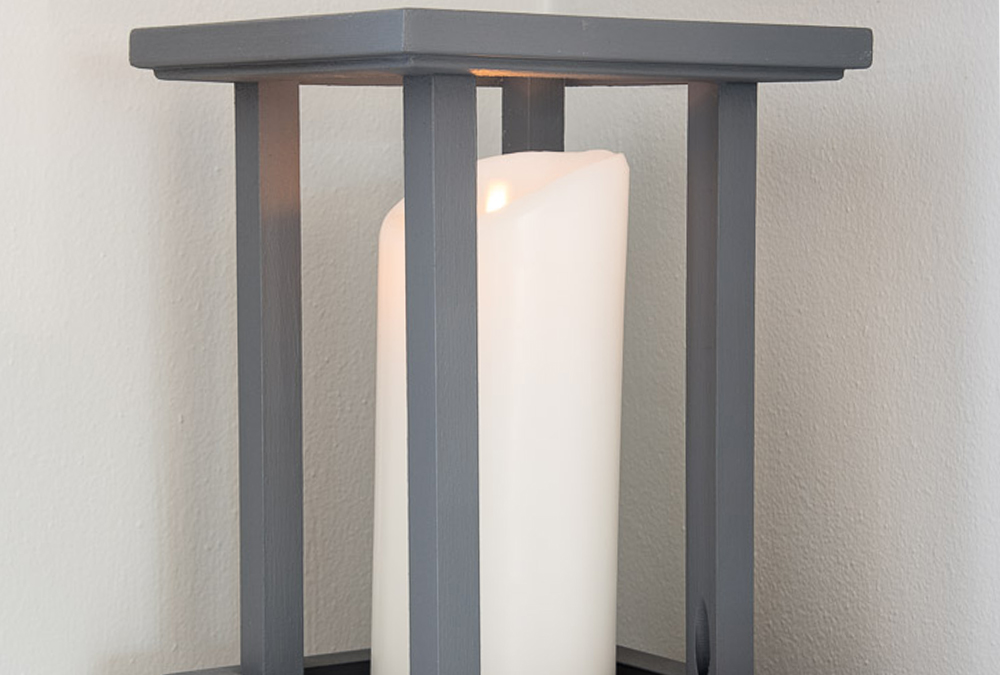 gray candle holder