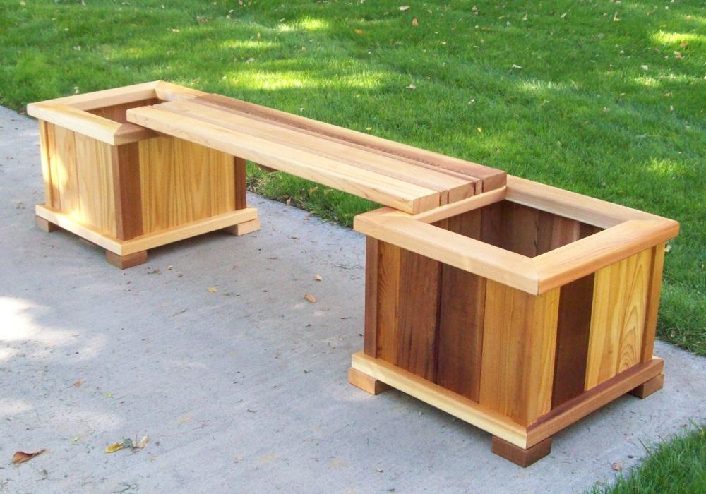 wood planter bench