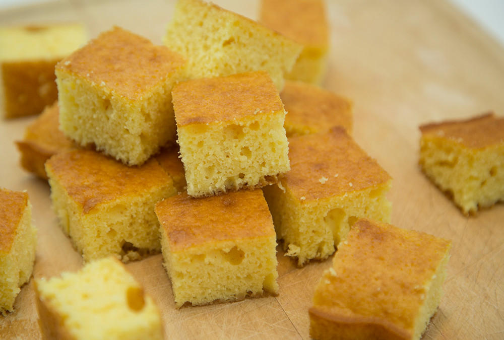 squares of cooked cake