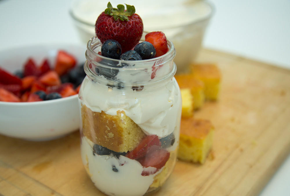 whole strawberry on top as garnish