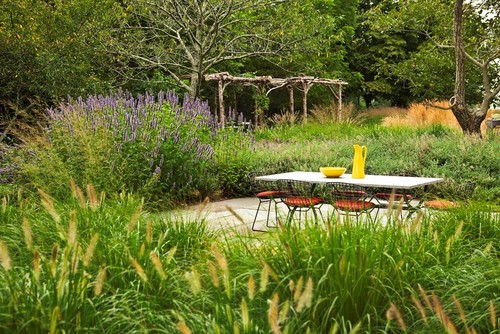 outdoor table with yellow pitcher