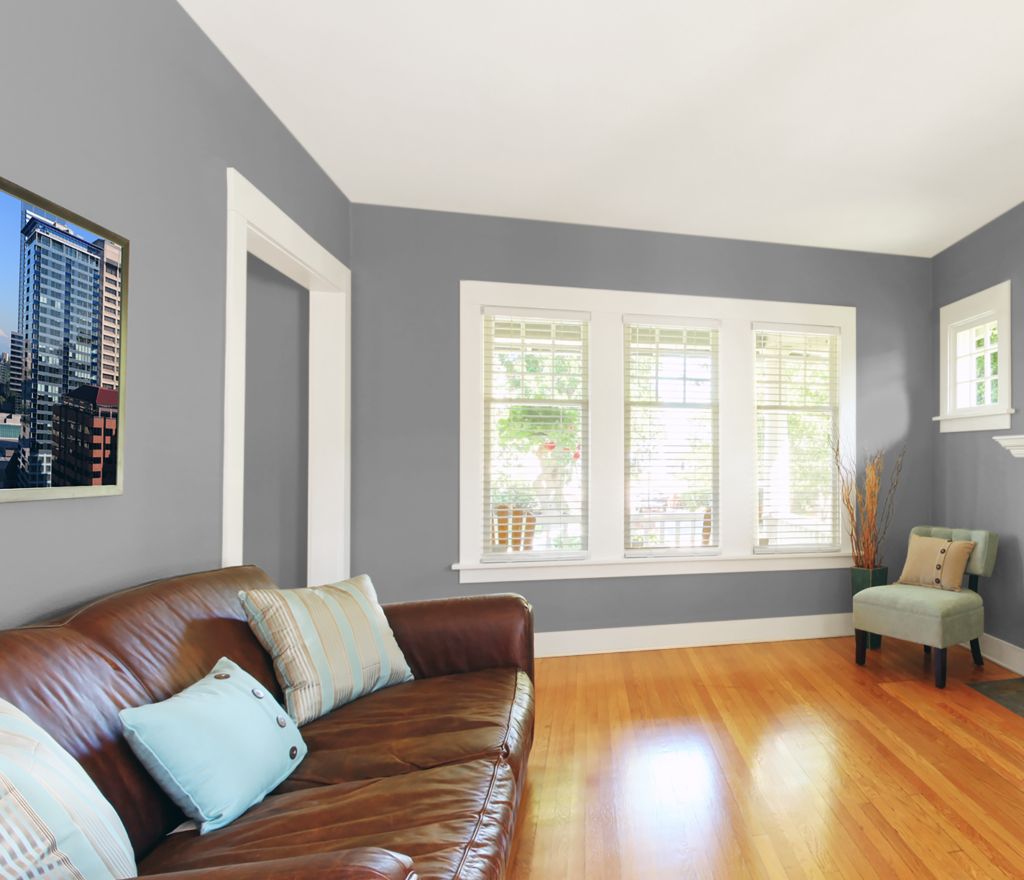 gray room brown leather sofa