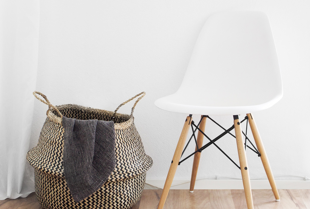 white chair and basket