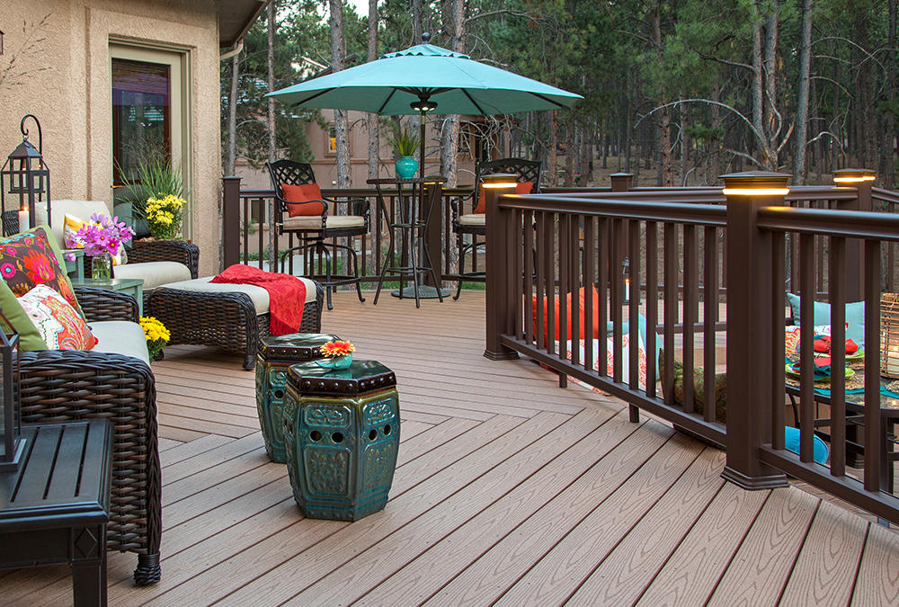 deck with colorful accents and furniture