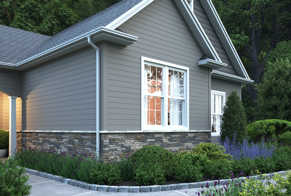 front off house window gray and white