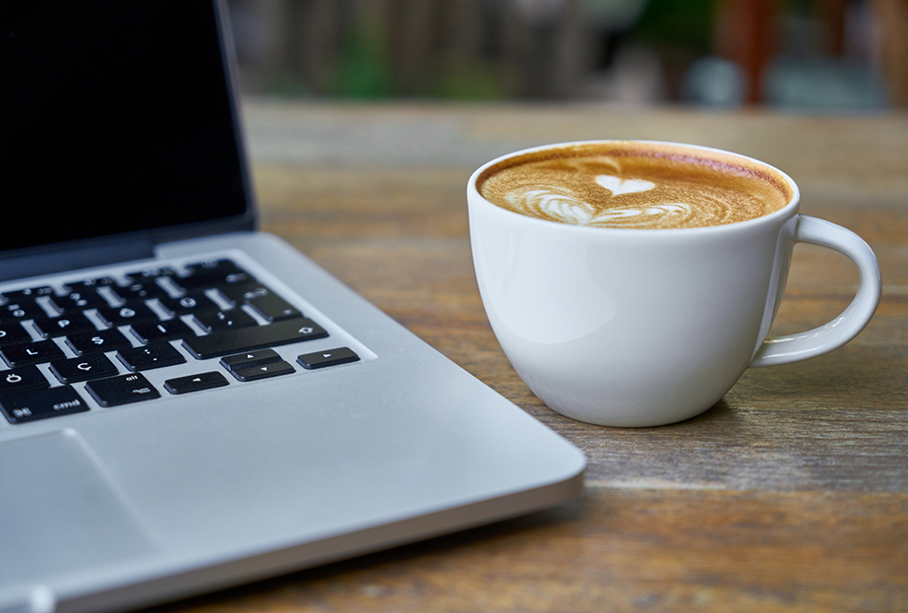 latte and laptop