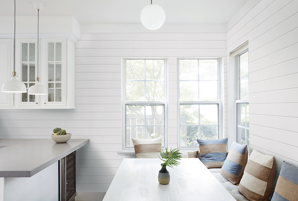 white shiplap walls