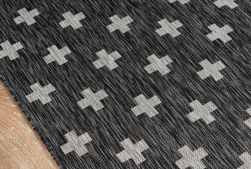 black and white cross rug