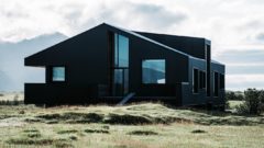 remote home with black siding